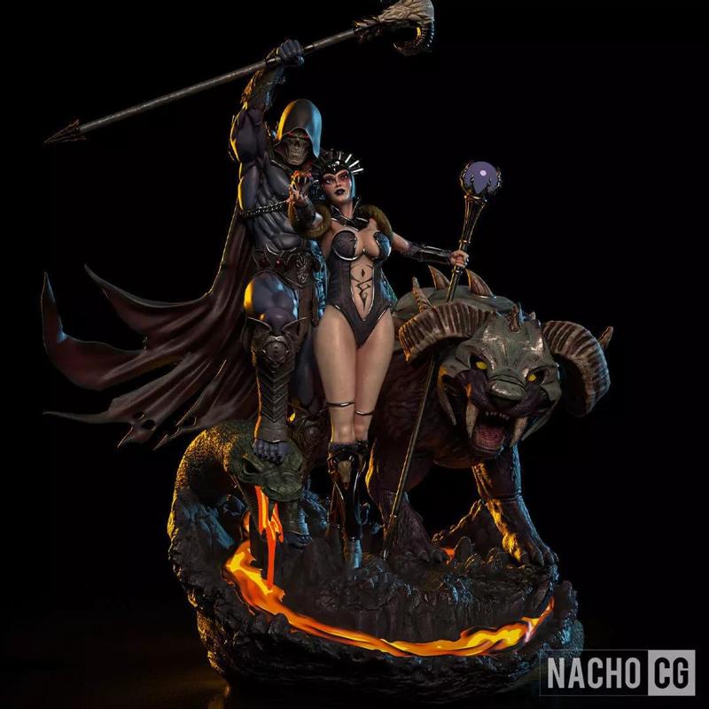 Fan Art - The BAD GUYS Skeletor Evil-lyn and Panthor - Diorama