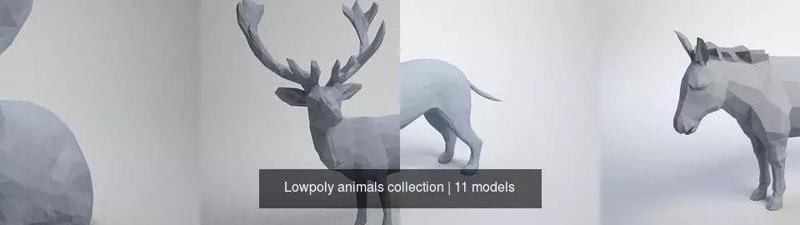 Lowpoly animals collection polygonal pig