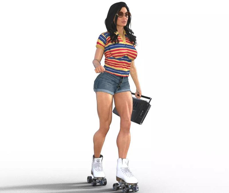 angelina roller girl and boombox