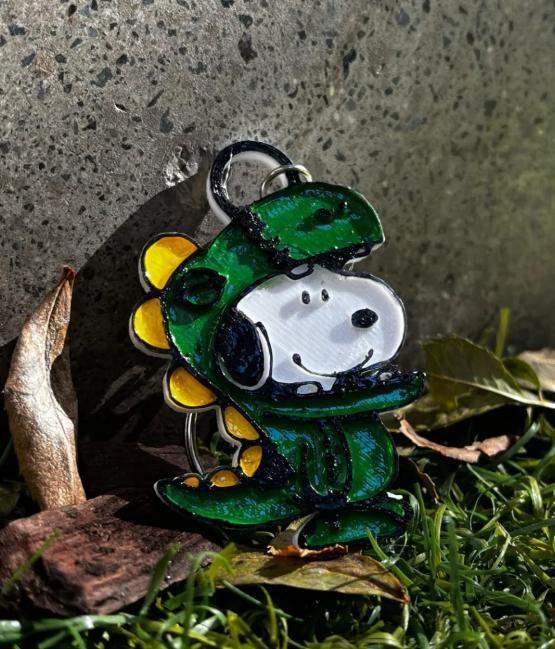 snoopy dinosaur keychain
