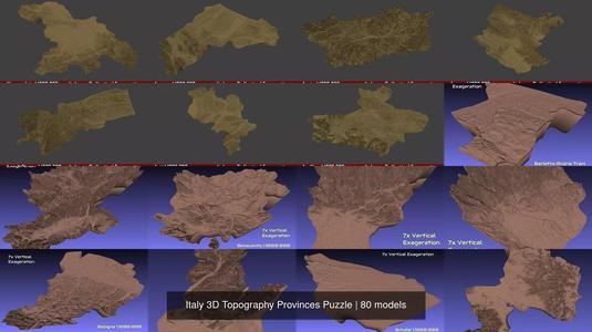 Italy 3D Topography Provinces Puzzle 3D Model Collection