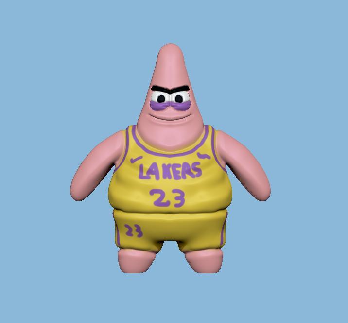 patrick from spongebob wearing nba los angeles lakers