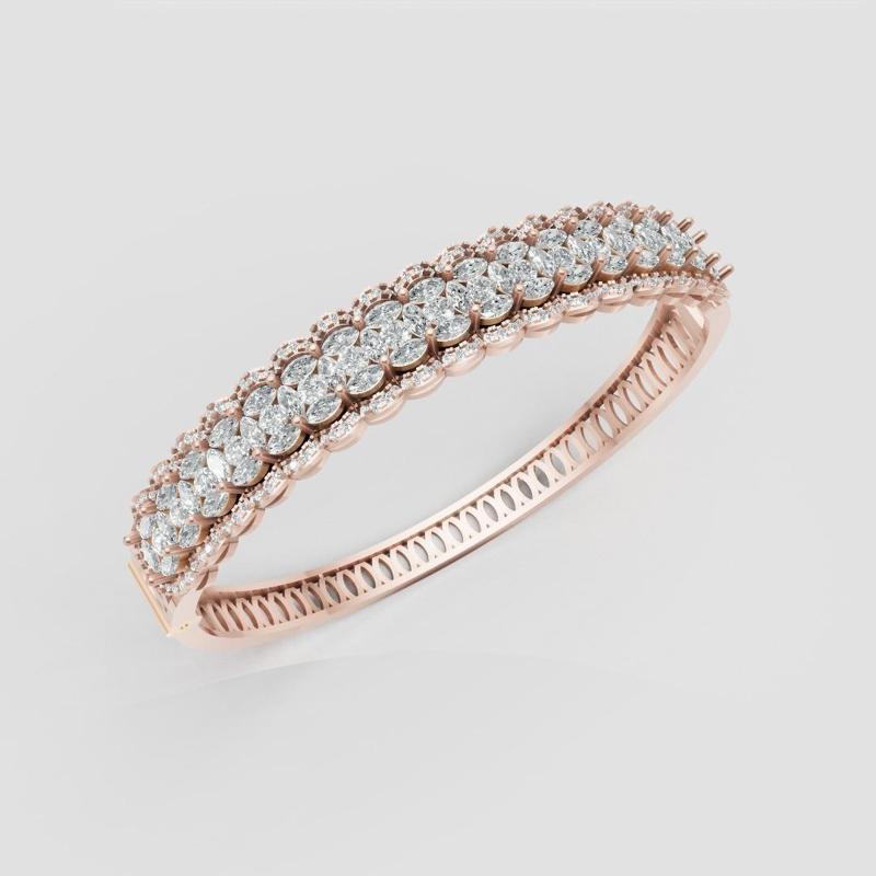 3D Printable Jewelry design of Bangle with diamonds