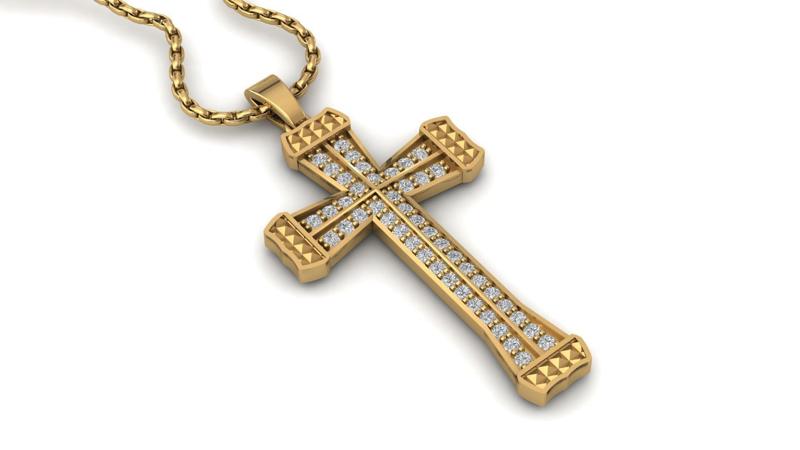 Print Ready STL 3DM Cross Necklace Classic Diamond Pendant