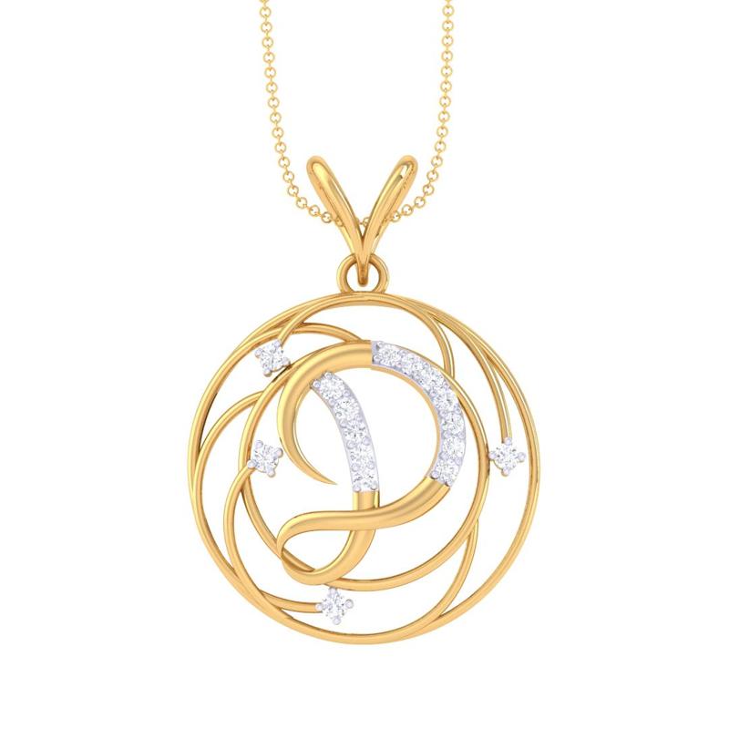 3D Printable Cad jewelry design of Lady diamond Pendant Letter model