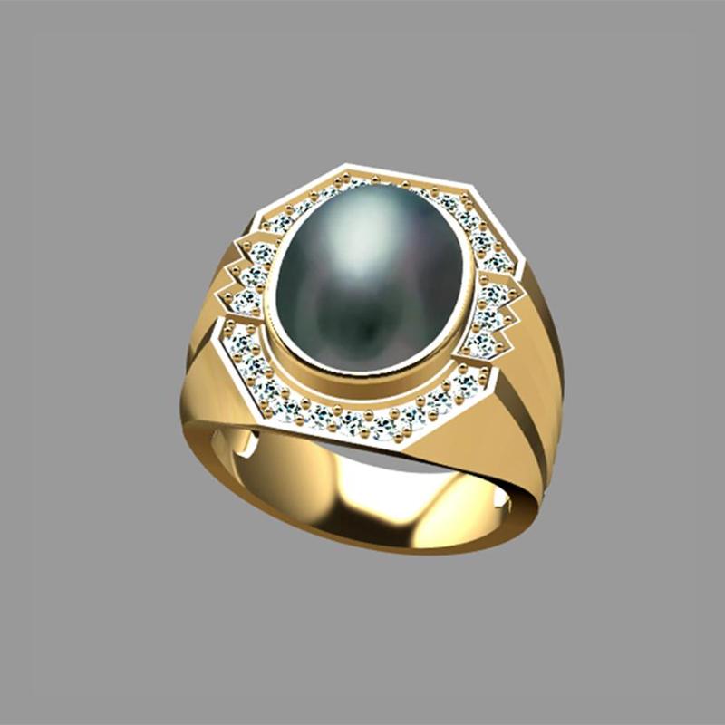 3D MODEL men's ring luxury with oval cabochon gem