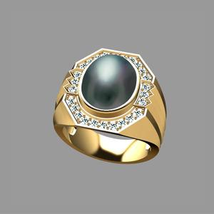3D MODEL men's ring luxury with oval cabochon gem