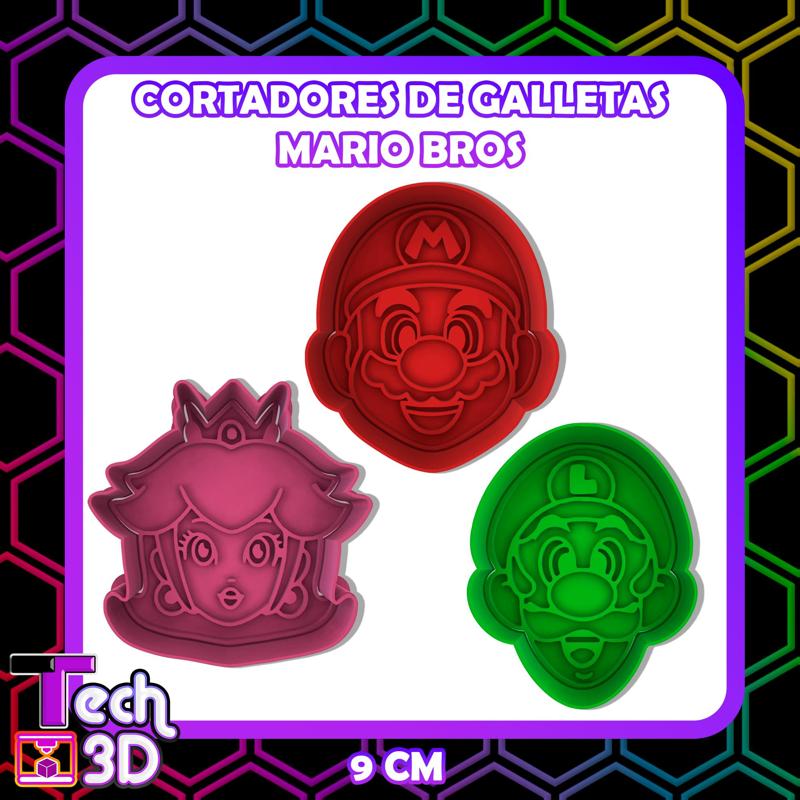 MARIO BROS LUIGI PEACH COOKIE CUTTERS SET / MARIO BROS COOKIE CUTTERS SET