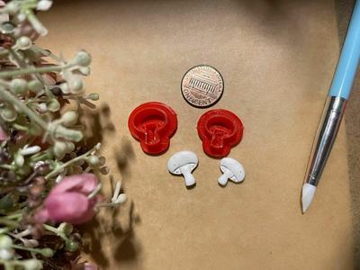Set of Adorable Mini Mushroom Polymer Clay Cutter with Imprint/Embossing  -Jewelry and Craft/Earring Making, Boho Style