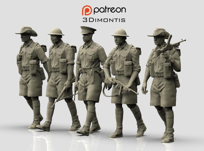 British Australia soldiers ww2 3D print model