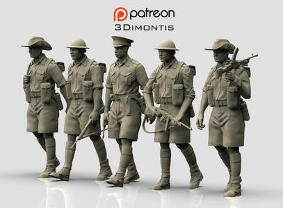 British Australia soldiers ww2 3D print model