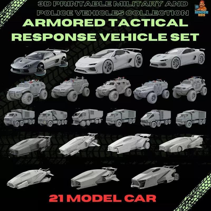 21 Military and Police Vehicles Collection