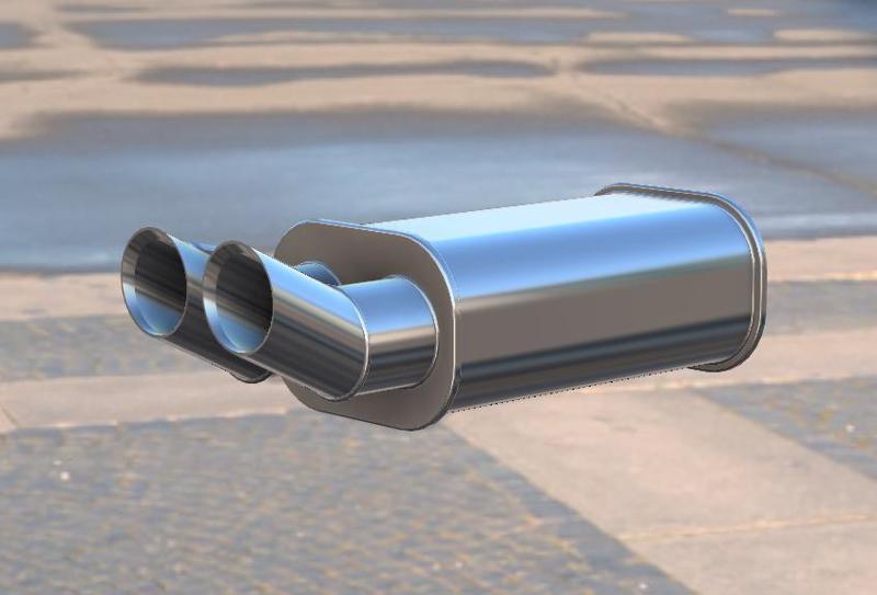 Double angled tips exhaust mufler for 1/24 model cars