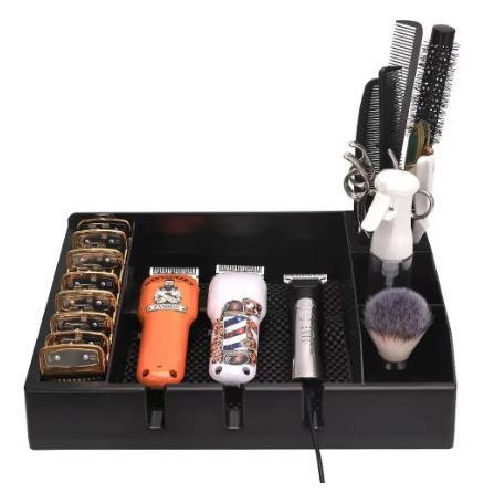 ORGANIZER FOR HAIRDRESSER OR BARBERSHOP WITH SPACE FOR 3 MACHINES, COMBS AND OTHER ACCESSORIES OF EASY IMPRESSION WITHOUT SUPPORTS MADE IN TWO DESIGNS ONE FOR IRONS 240MM AND ANOTHER FOR SMALL IRONS LESS THAN 180MM