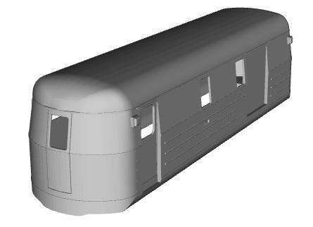 Swedish Narrow Gauge UDF05 trailer postal/luggage van for YC04 Railcar 1/55 scale