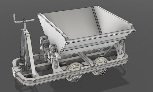 heavy frame braked -  0.75m³ pan Narrow gauge waggon in 1/32nd scale, Muldenkipper DIN5962