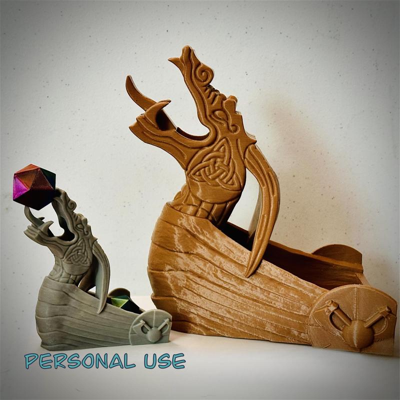 Viking Dragon Ship Dice Tower, Dice Holder, Key holder, EDC Tray (Personal Use)