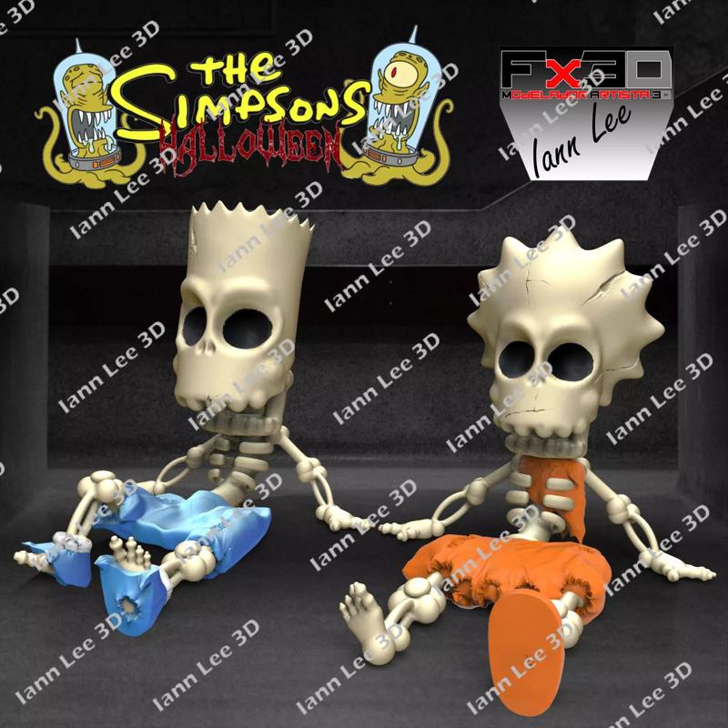 Bart y Lisa Huesos Los Simpsons Halloween Bones skull