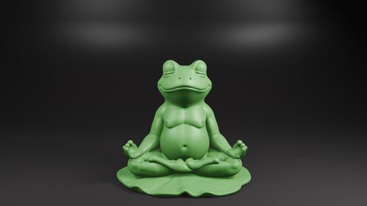 Cute Green Frog Meditation Figurine - Relaxation & Zen Decor, Resin Art