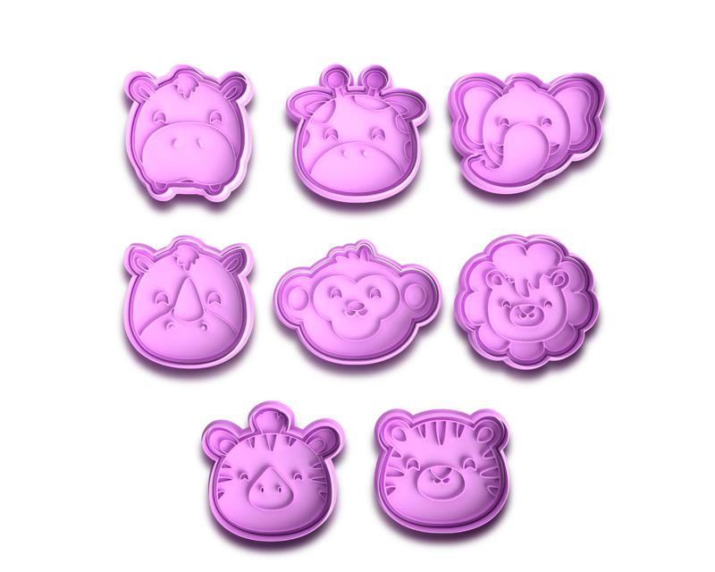 Animal Face Set Cookie Cutter and Fondant Stamp