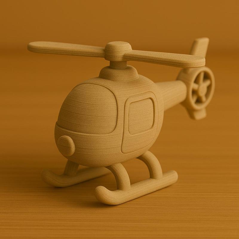 3D Printable Helicopter Toy – One-Piece Cartoon Chopper STL