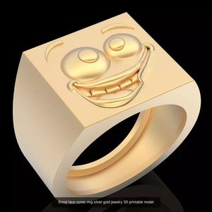 Emoji face comic silver gold jewwelry 3D printable model 3D Model Collection