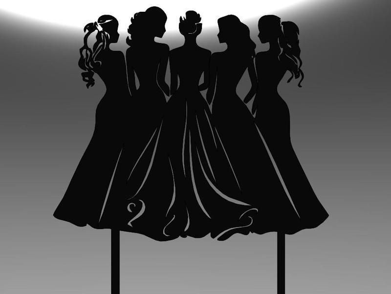 Bride and Bridesmaids Silhouette Cake Topper – 3D Printable Party Design
