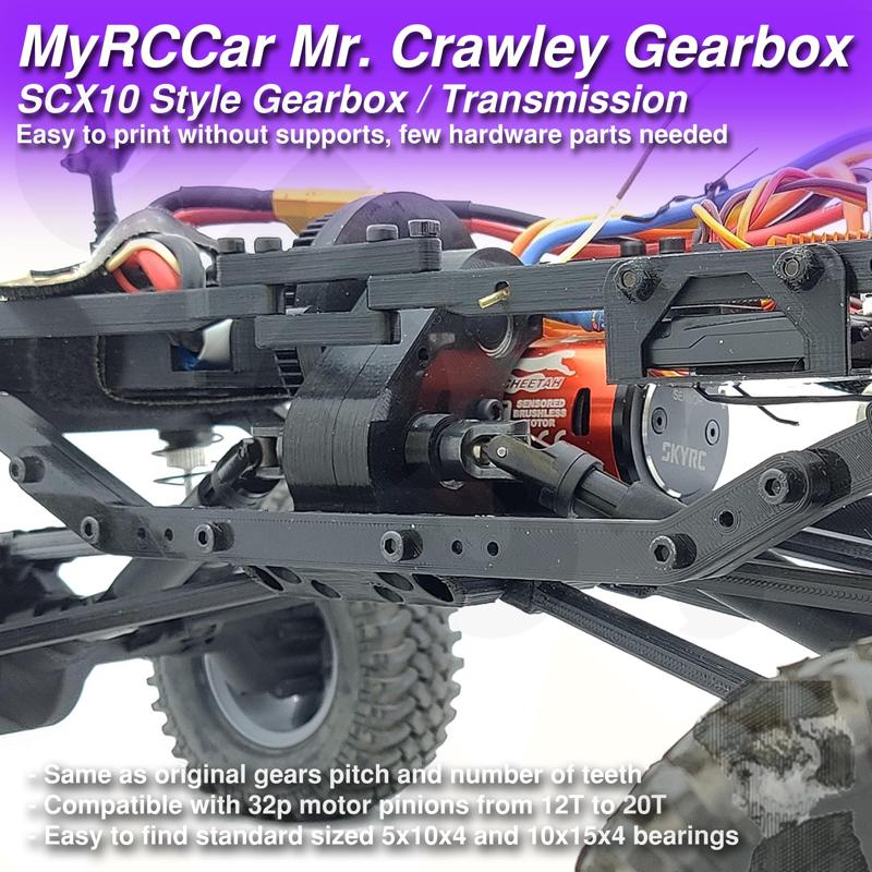 MyRCCar Mr. Crawley Gearbox / Transmission, SCX10 style
