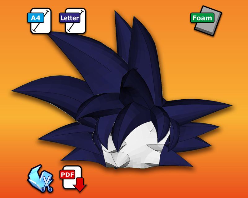 Goku Wig - Pepakura 3D Template