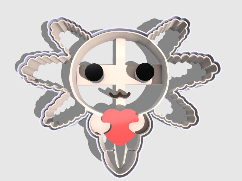 Baby axolotl cookie cutter