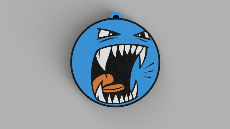 Blue Emoji - Angry AAA - Keychain, Earring, Bagcharm