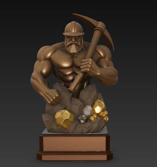 Trophy Miner - Mining Trophy with Editable Plaque - Gift and Award 3D Print