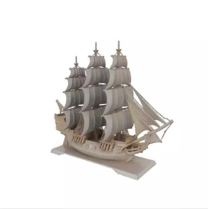 1840 Pirate Sailing Ship with Cannons  Ivory Style