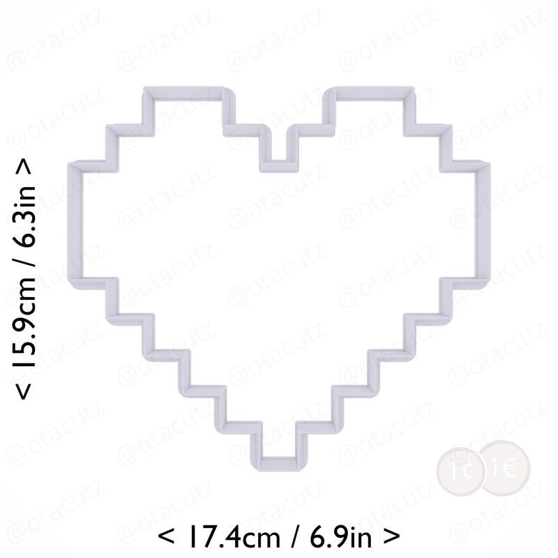 Pixel Heart Cookie Cutter 6.5in / 16.5cm