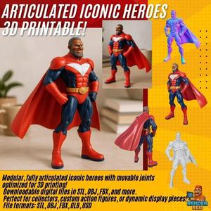 Classic Superhero Comic Style Action Hero 3D Model