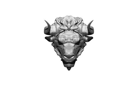 Bull Angry Wild head bust modern art