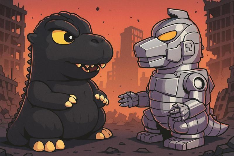 Godzilla and Mecha Godzilla Kaiju duo