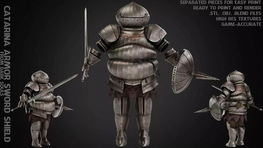 Siegmeyer of Catarina Armor with Sword and Shield for Cosplay 3D Model Collection