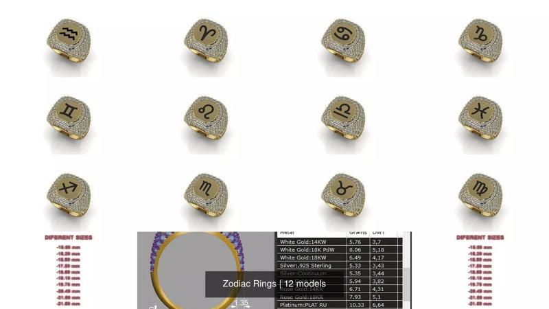 Zodiac Rings 3D Model Collection