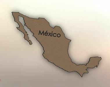 General map of Mexico with name in relief