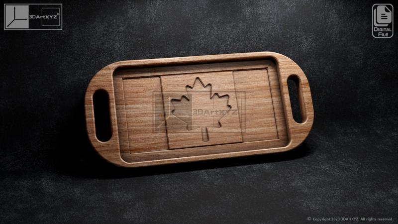 Canada Flag Tray With Handles - CNC Files for Wood (svg, dxf, eps, ai, pdf)