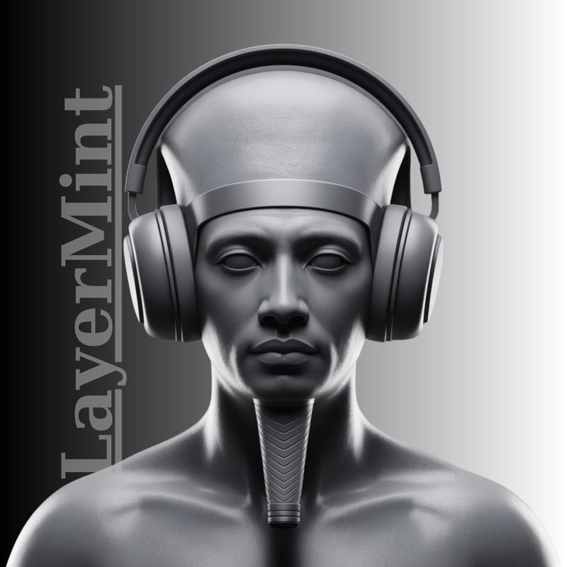 Futuristic Pharaoh Bust with Headphones – Ancient Egyptian STL & OBJ 3D Print Model