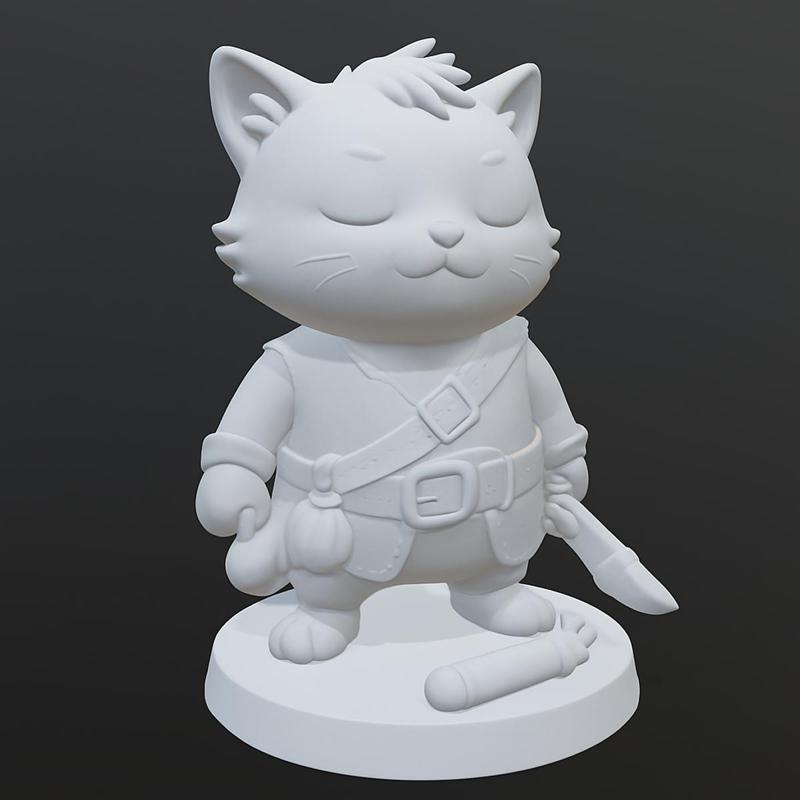 Anthropomorphic cat figurine
