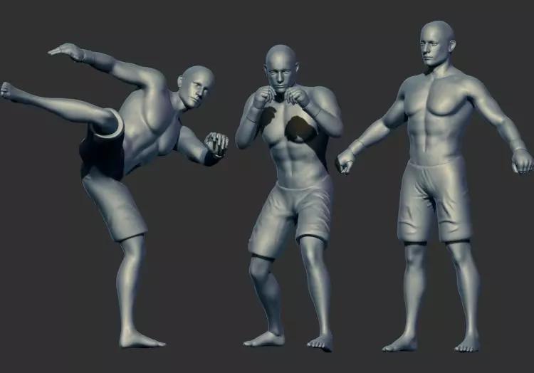 mma fighter multi poses 3d printable model