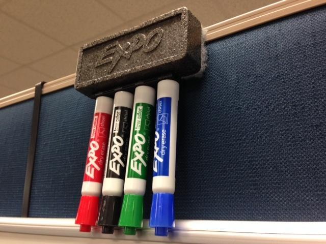 Whiteboard marker/eraser cube holder