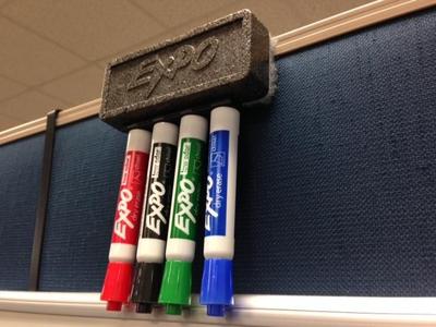 Whiteboard marker/eraser cube holder