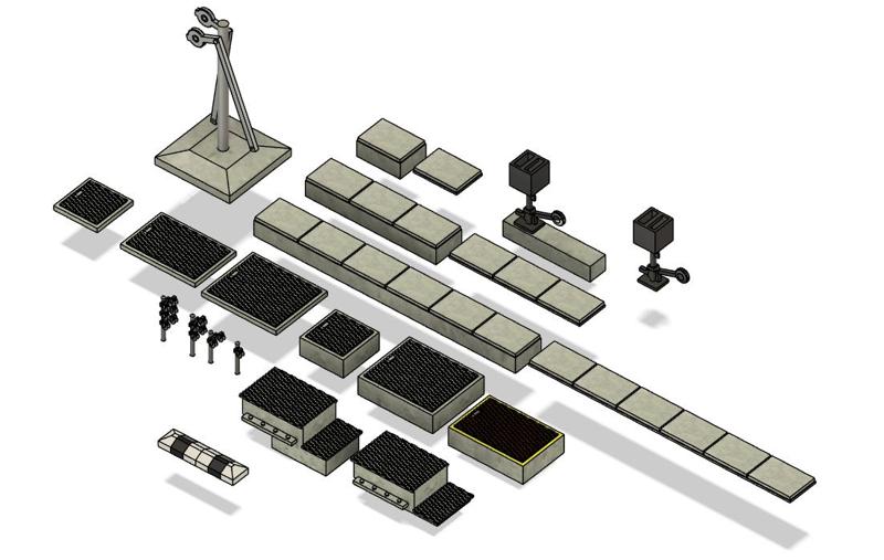 H0 1/87 Wire trenches / trackside conduit / drátovody + switches ČD ČSD