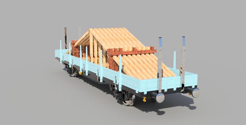 1/87 - HO Scale - Wood Beams Cargo Train