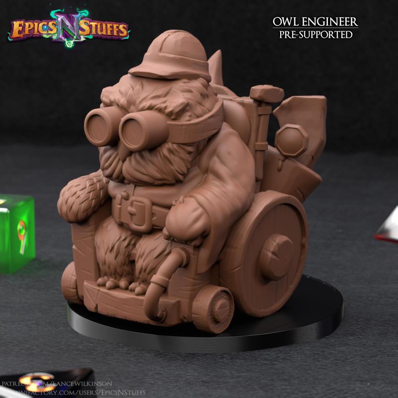 Owlkin Engineer Miniature - Pre-Supported