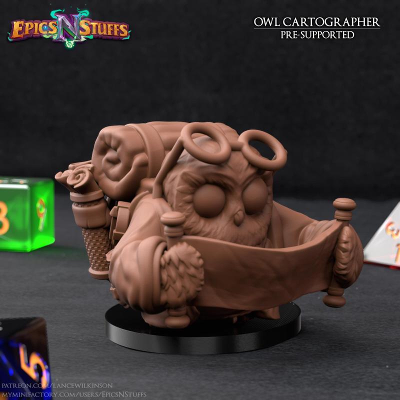 Owlkin Cartographer Miniature - Pre-Supported